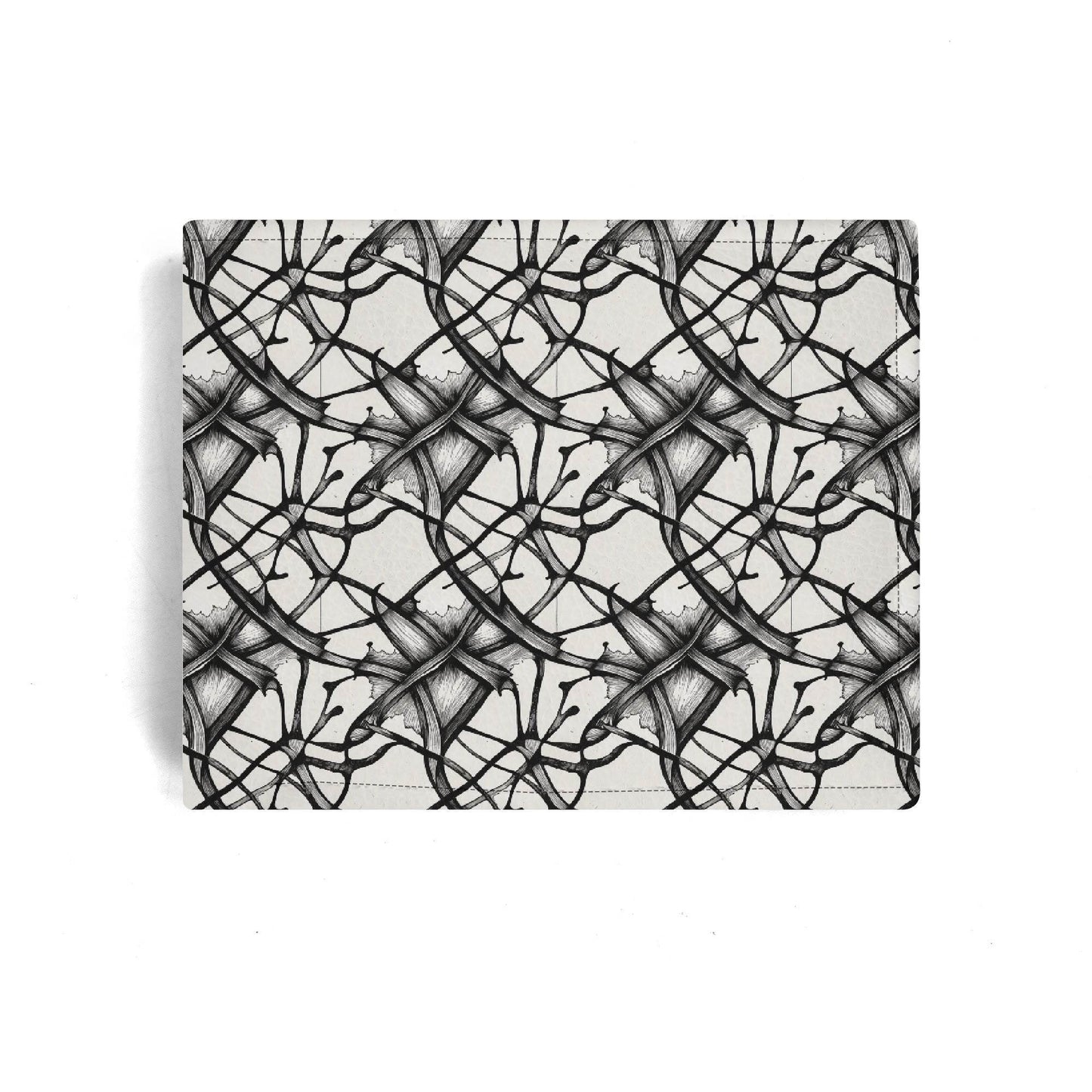 Floral Ink Leather Folded Men's Wallet - DeRose Seasonal