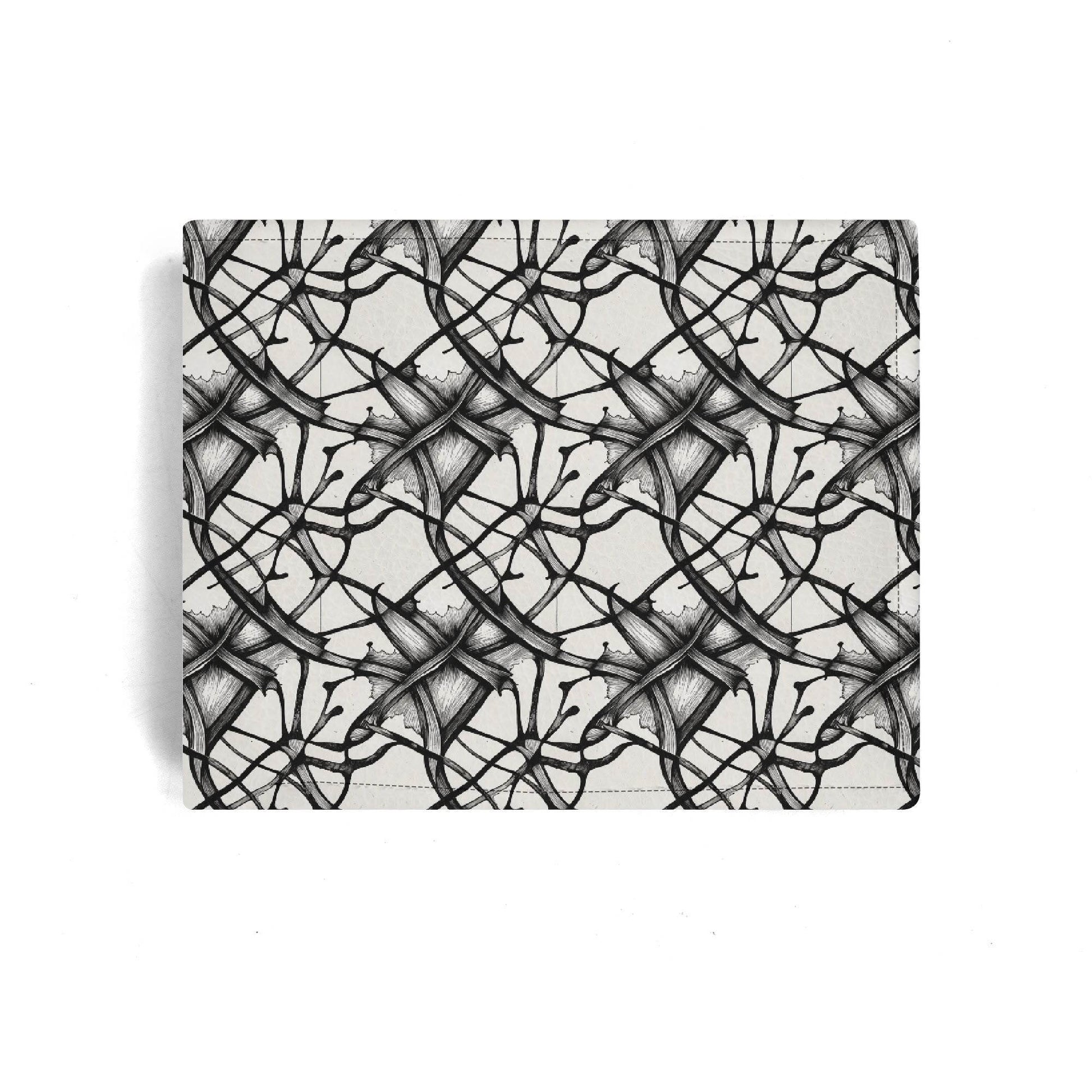 Floral Ink Leather Folded Men's Wallet - DeRose Seasonal