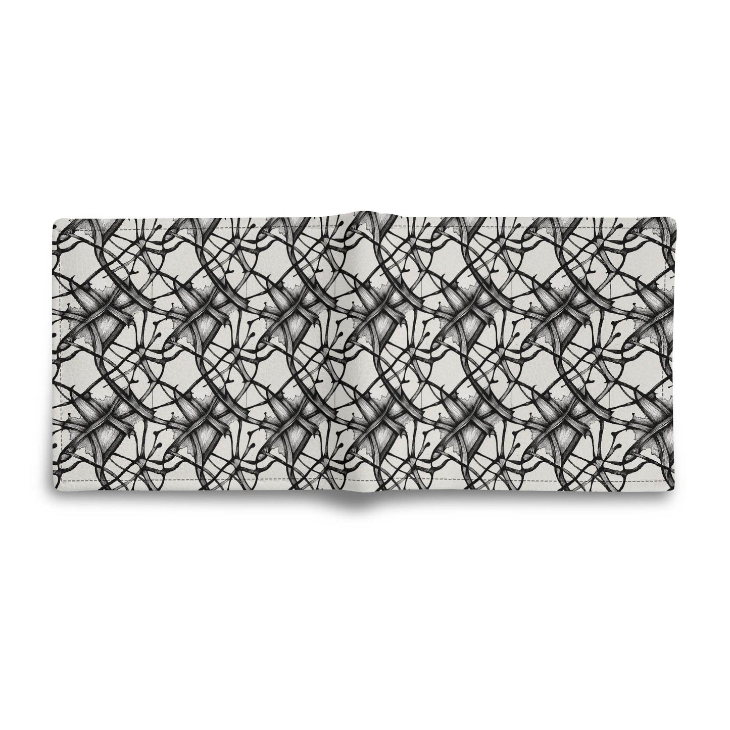 Floral Ink Leather Folded Men's Wallet - DeRose Seasonal