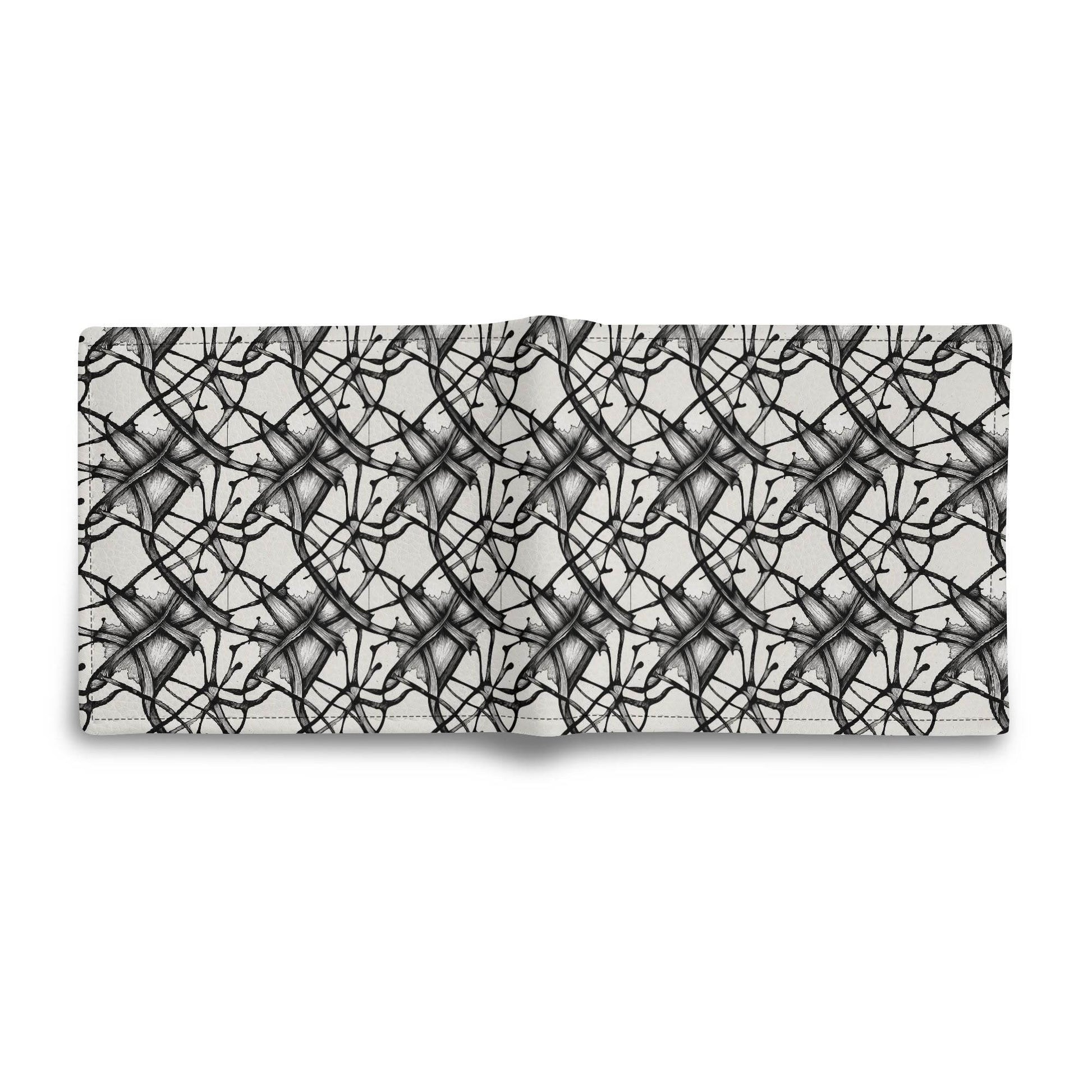 Floral Ink Leather Folded Men's Wallet - DeRose Seasonal