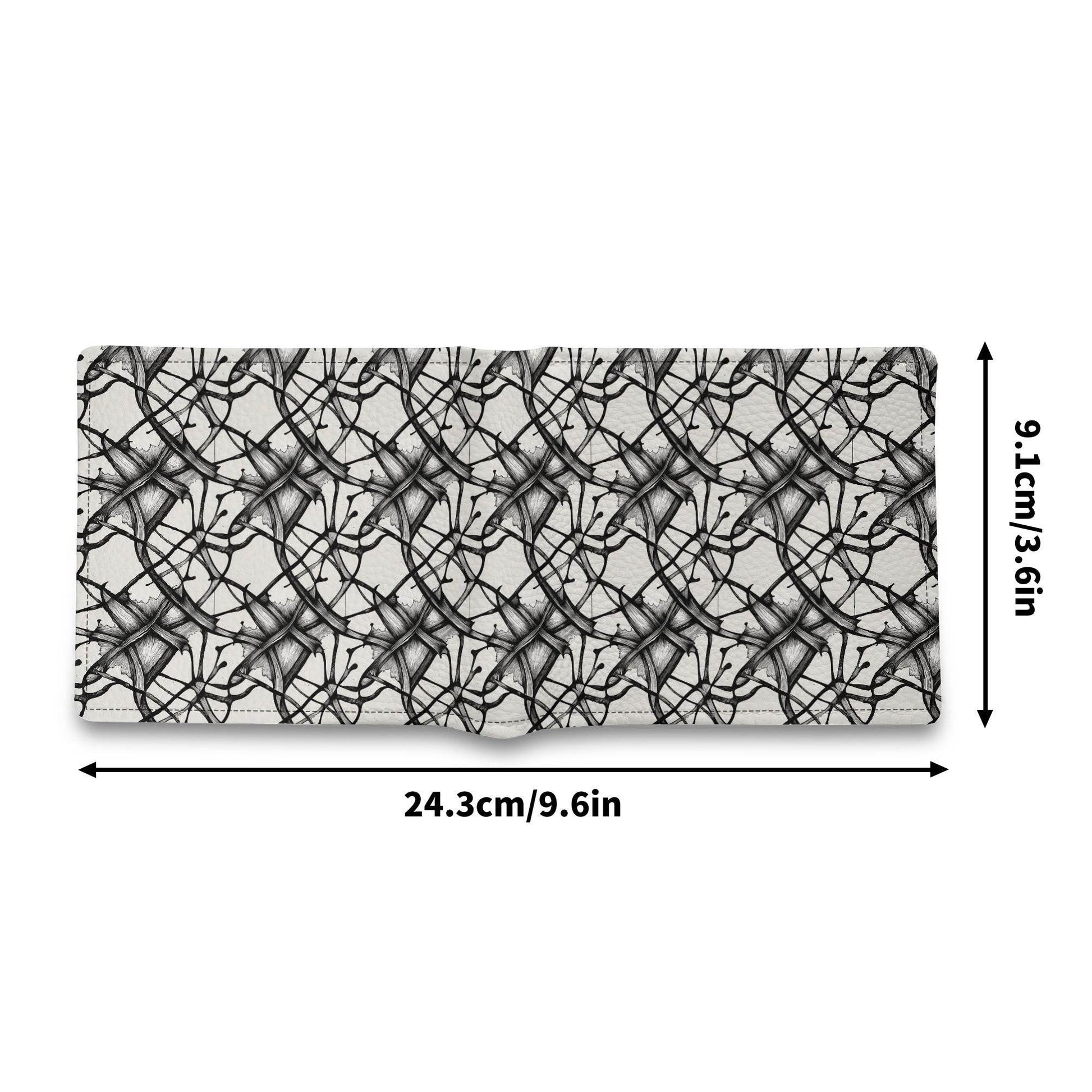 Floral Ink Leather Folded Men's Wallet - DeRose Seasonal