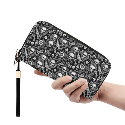 Flying Skulls Leather Zipper Wristlet Wallet - DeRose Seasonal