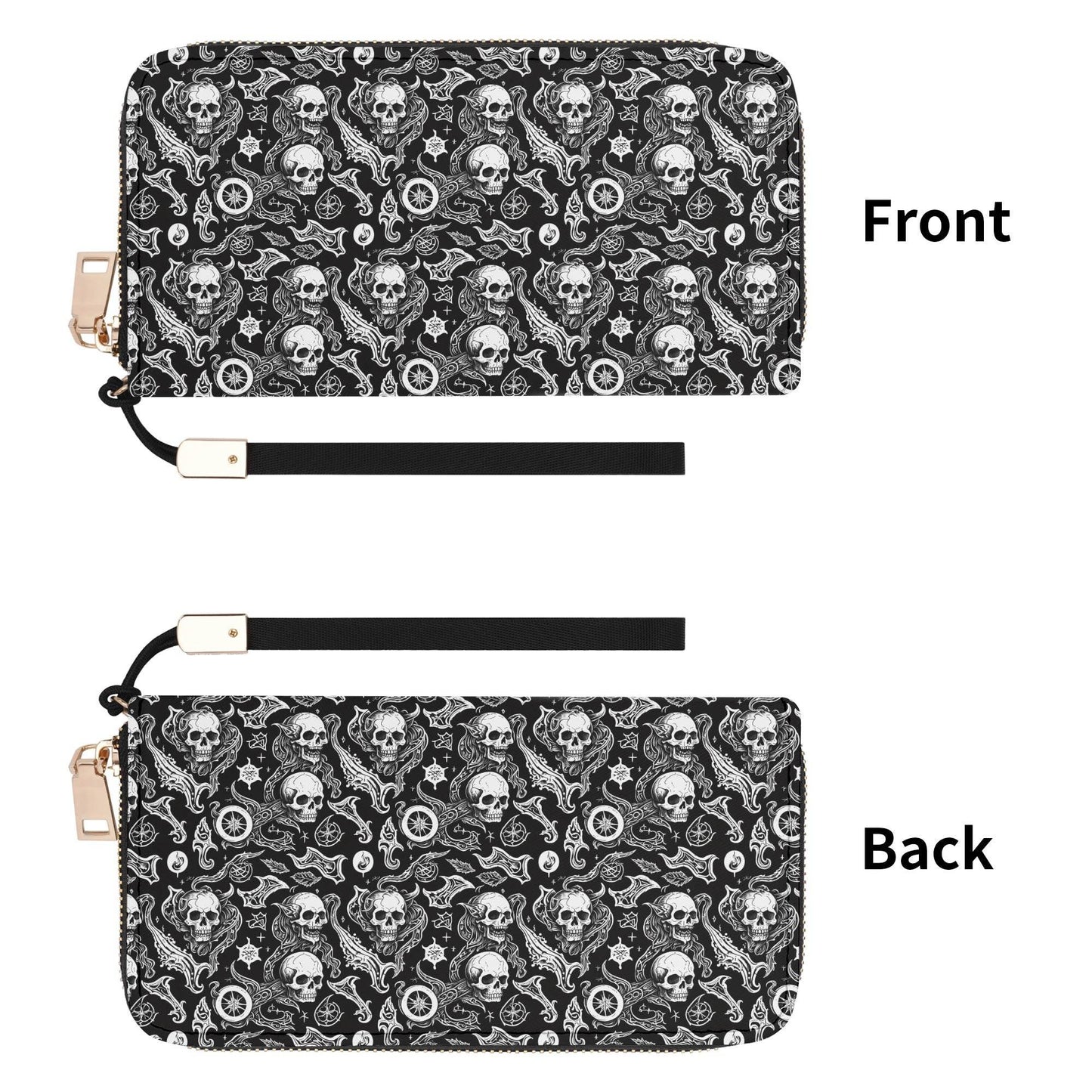 Flying Skulls Leather Zipper Wristlet Wallet - DeRose Seasonal