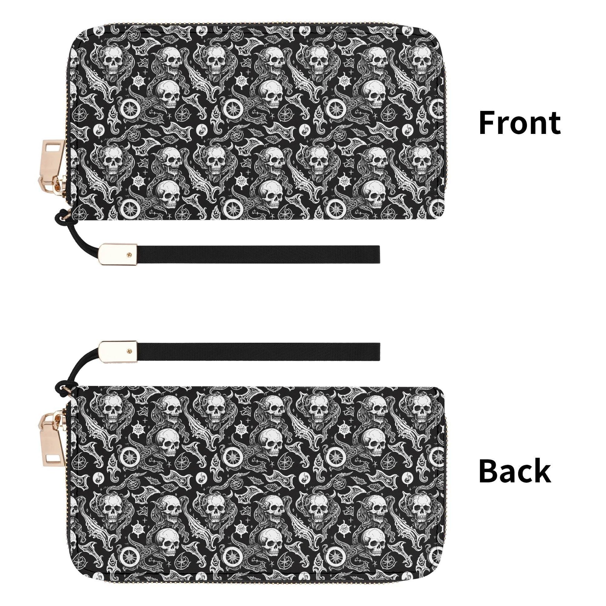 Flying Skulls Leather Zipper Wristlet Wallet - DeRose Seasonal