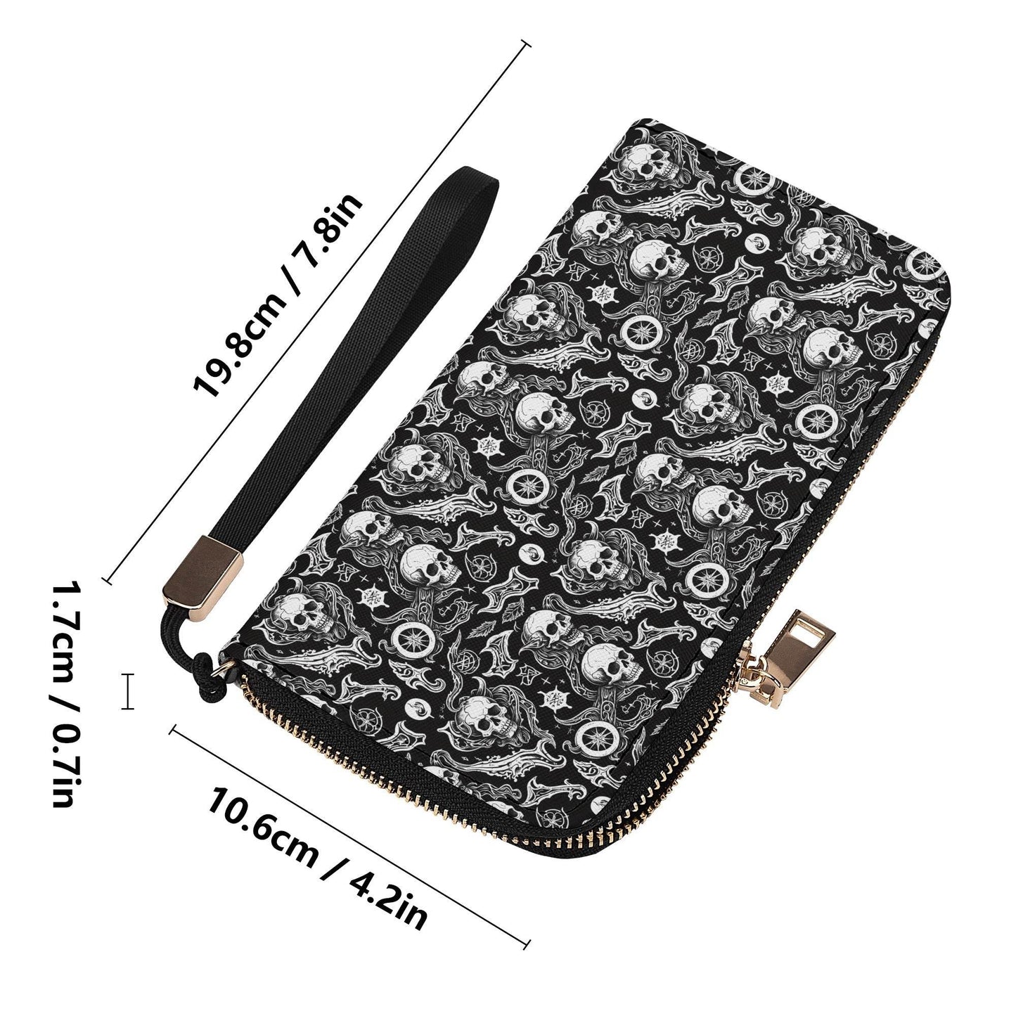 Flying Skulls Leather Zipper Wristlet Wallet - DeRose Seasonal
