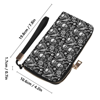 Flying Skulls Leather Zipper Wristlet Wallet - DeRose Seasonal