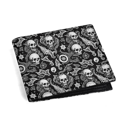 Flying Skulls Leather Folded Men's Wallet - DeRose Seasonal