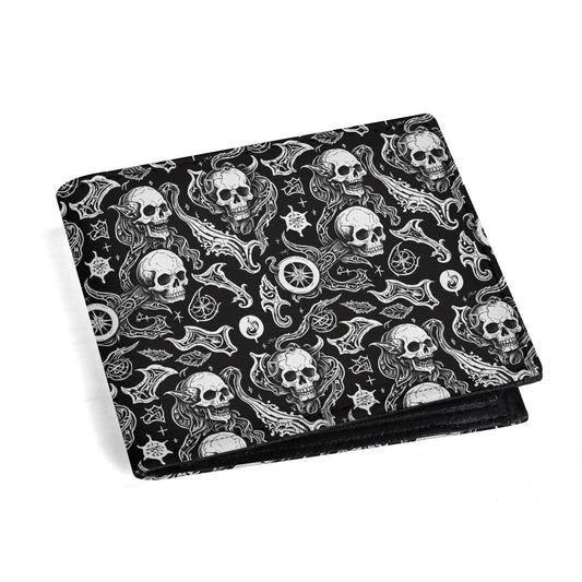 Flying Skulls Leather Folded Men's Wallet - DeRose Seasonal