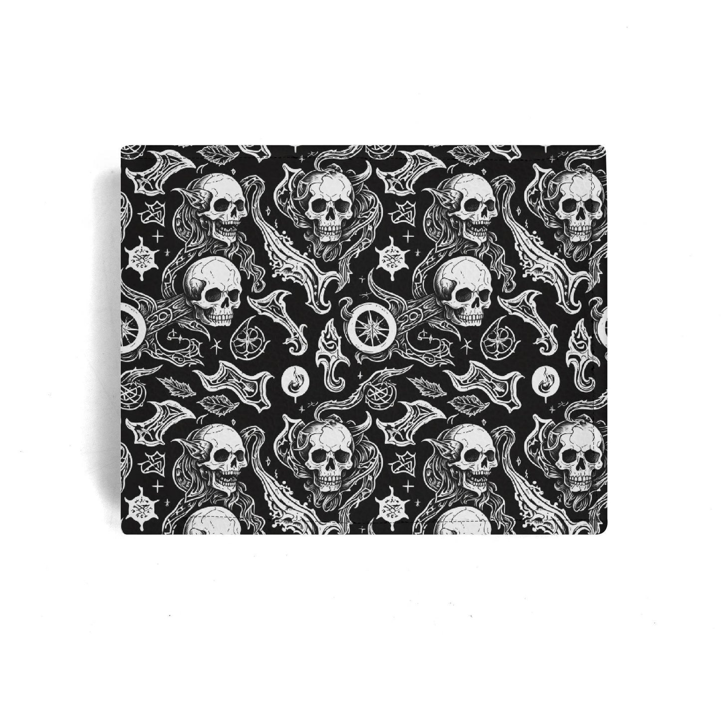 Flying Skulls Leather Folded Men's Wallet - DeRose Seasonal
