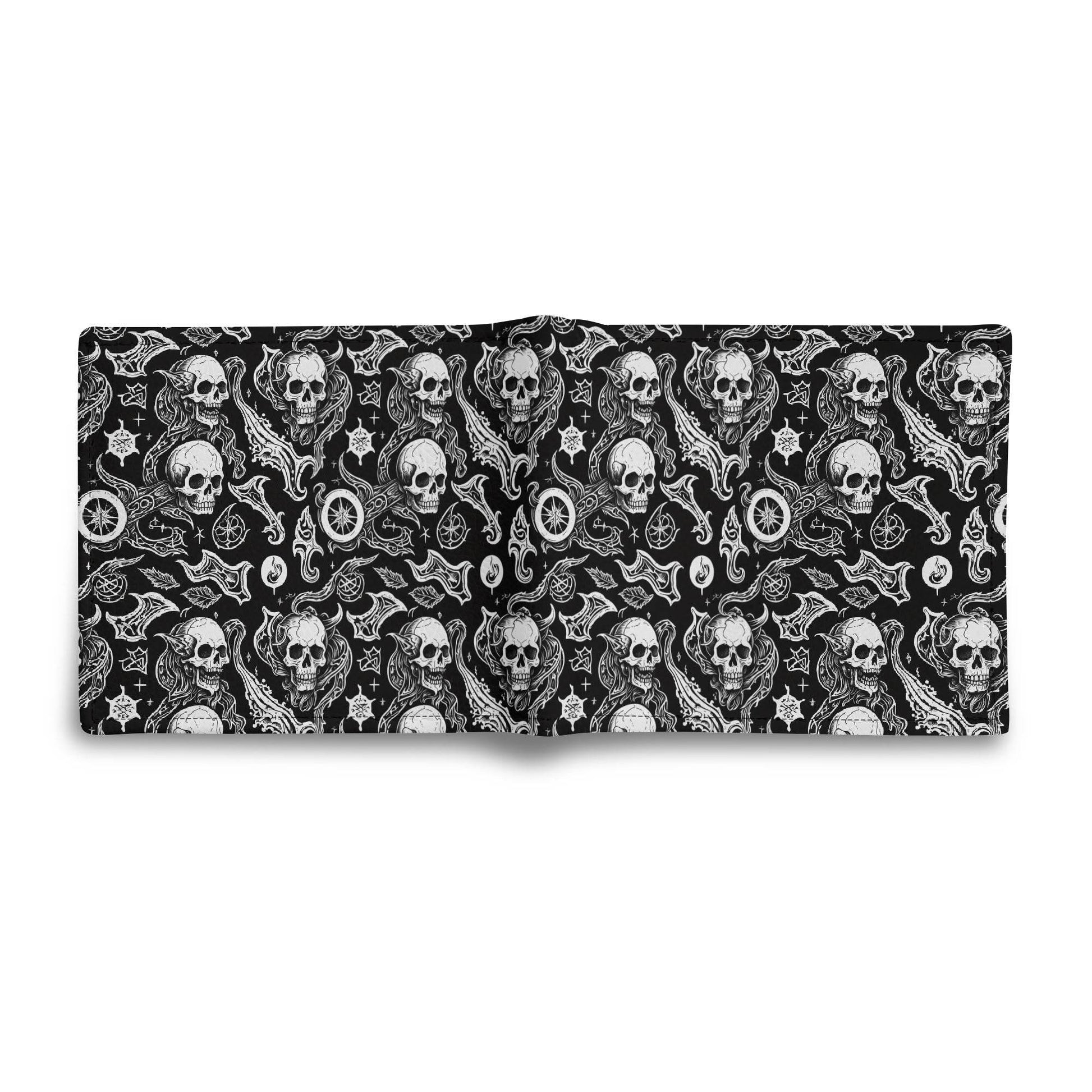 Flying Skulls Leather Folded Men's Wallet - DeRose Seasonal