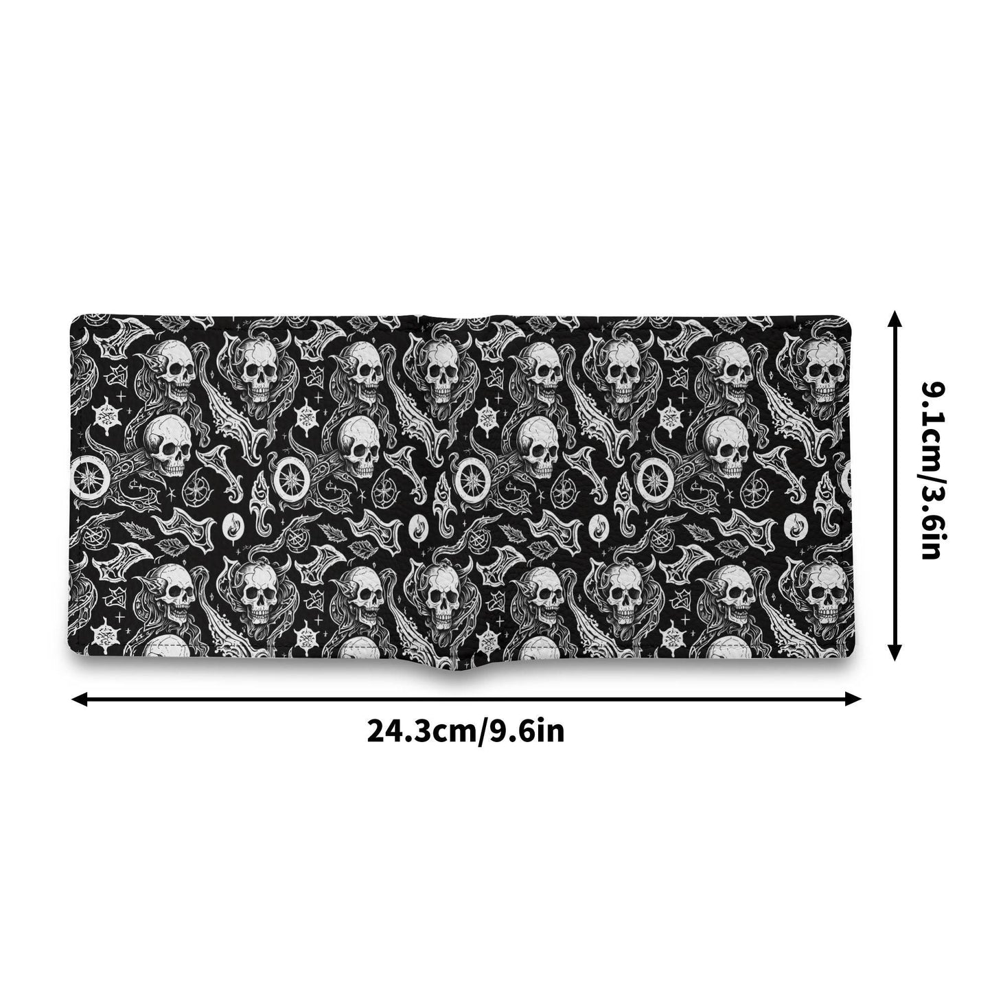 Flying Skulls Leather Folded Men's Wallet - DeRose Seasonal