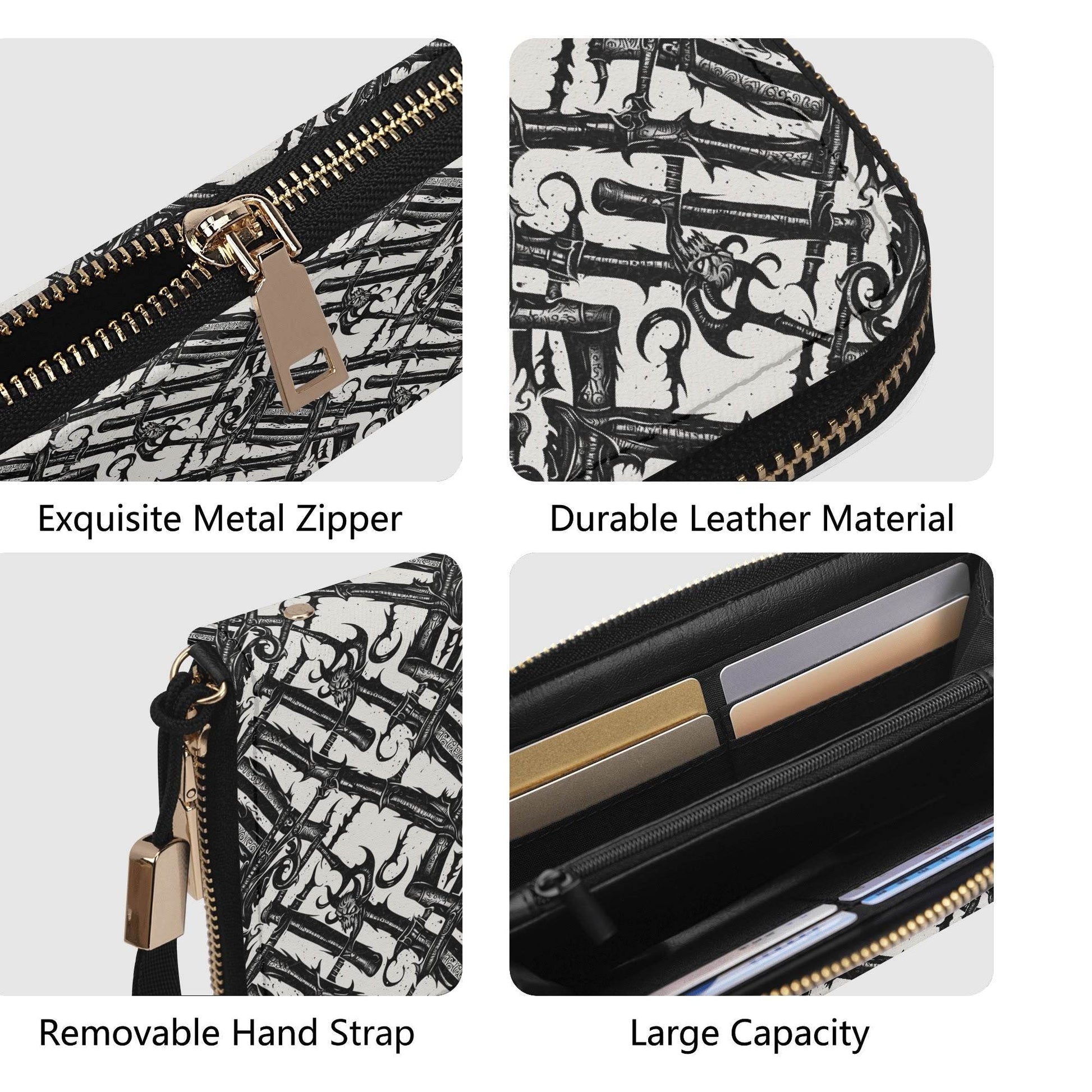 Devil Veins Leather Zipper Wristlet Wallet - DeRose Seasonal