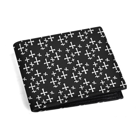 Little Crosses Leather Folded Men's Wallet - DeRose Seasonal