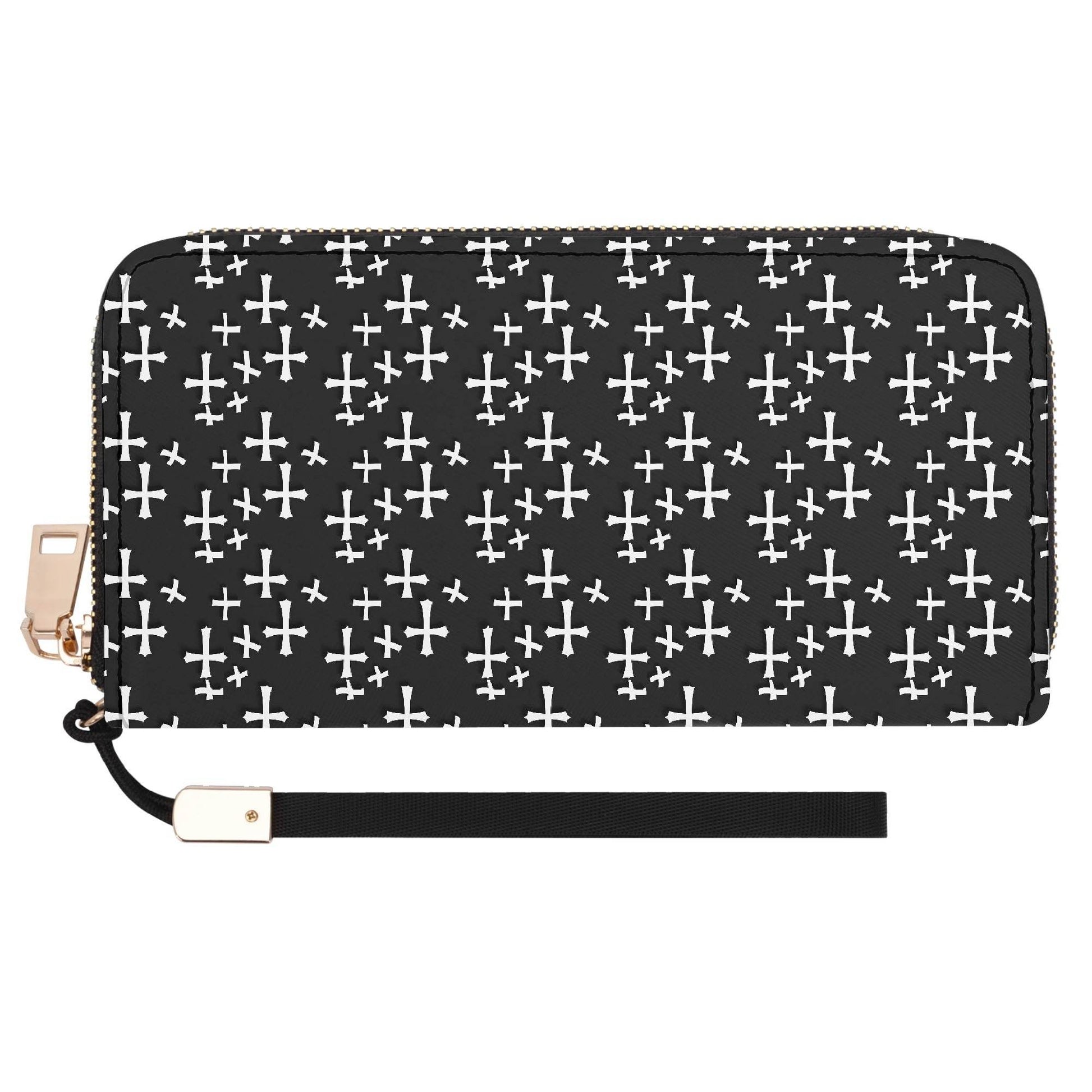 Little Crosses Women's Leather Zipper Wristlet Wallet - DeRose Seasonal