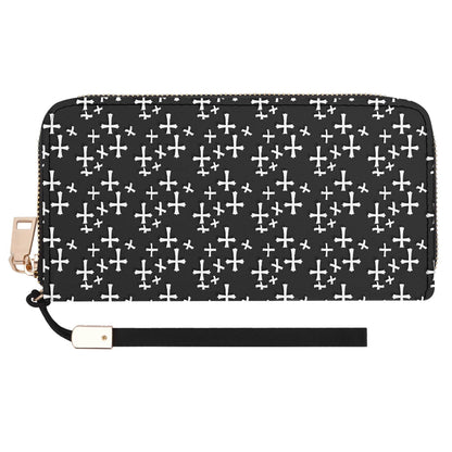 Little Crosses Women's Leather Zipper Wristlet Wallet - DeRose Seasonal