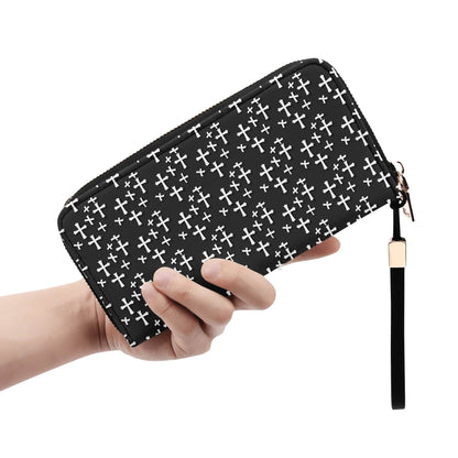 Little Crosses Women's Leather Zipper Wristlet Wallet - DeRose Seasonal