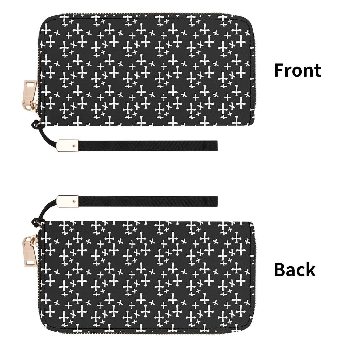 Little Crosses Women's Leather Zipper Wristlet Wallet - DeRose Seasonal