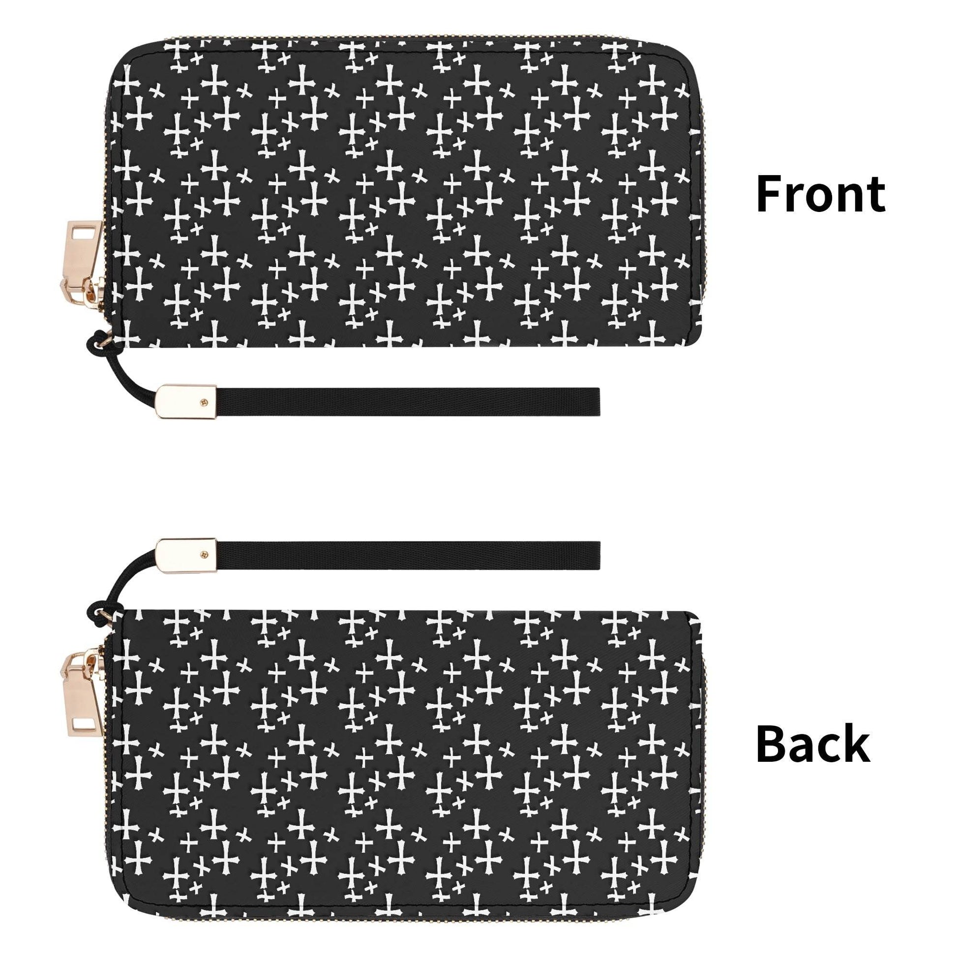Little Crosses Women's Leather Zipper Wristlet Wallet - DeRose Seasonal