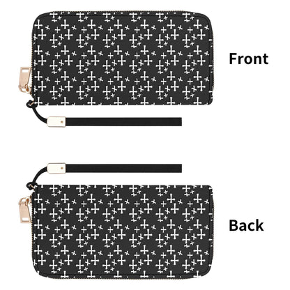 Little Crosses Women's Leather Zipper Wristlet Wallet - DeRose Seasonal