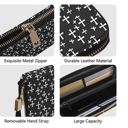 Little Crosses Women's Leather Zipper Wristlet Wallet - DeRose Seasonal