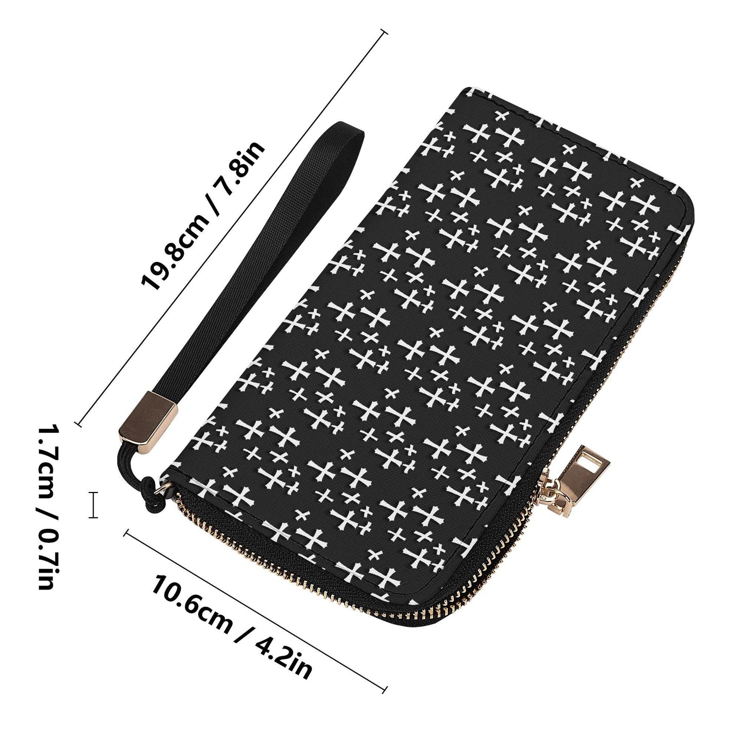 Little Crosses Women's Leather Zipper Wristlet Wallet - DeRose Seasonal