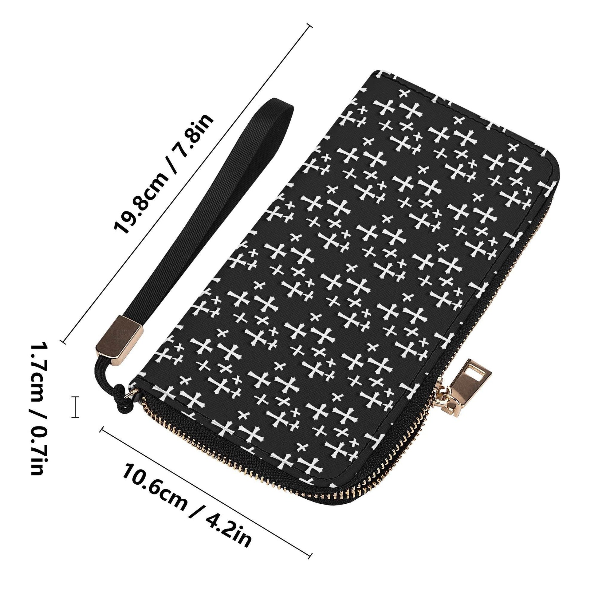 Little Crosses Women's Leather Zipper Wristlet Wallet - DeRose Seasonal