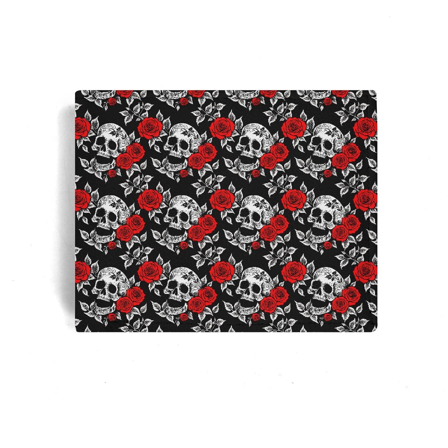 Red Skull Rose Leather Folded Men's Wallet - DeRose Seasonal