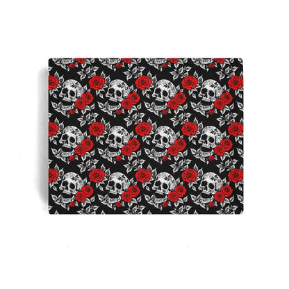 Red Skull Rose Leather Folded Men's Wallet - DeRose Seasonal