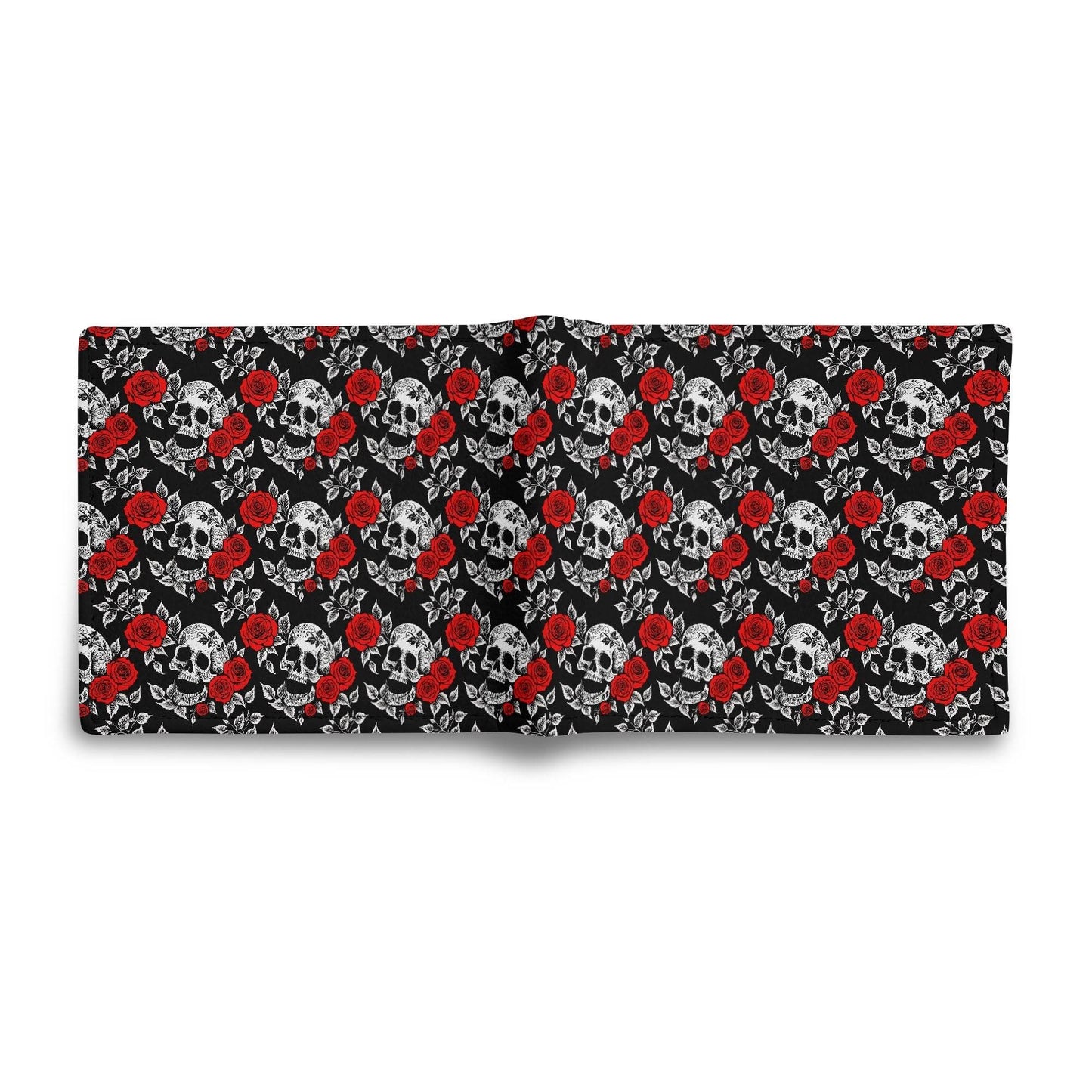 Red Skull Rose Leather Folded Men's Wallet - DeRose Seasonal