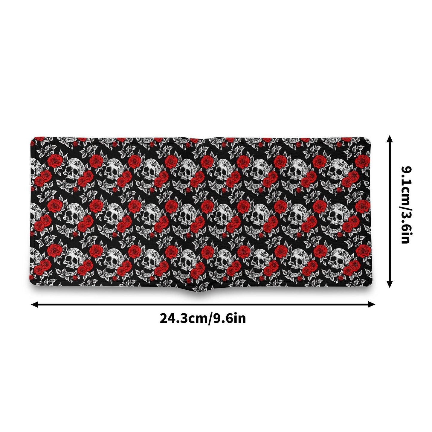 Red Skull Rose Leather Folded Men's Wallet - DeRose Seasonal