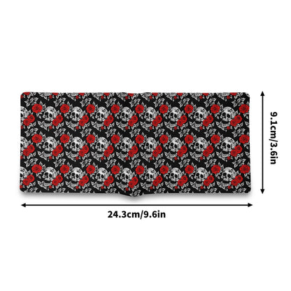 Red Skull Rose Leather Folded Men's Wallet - DeRose Seasonal