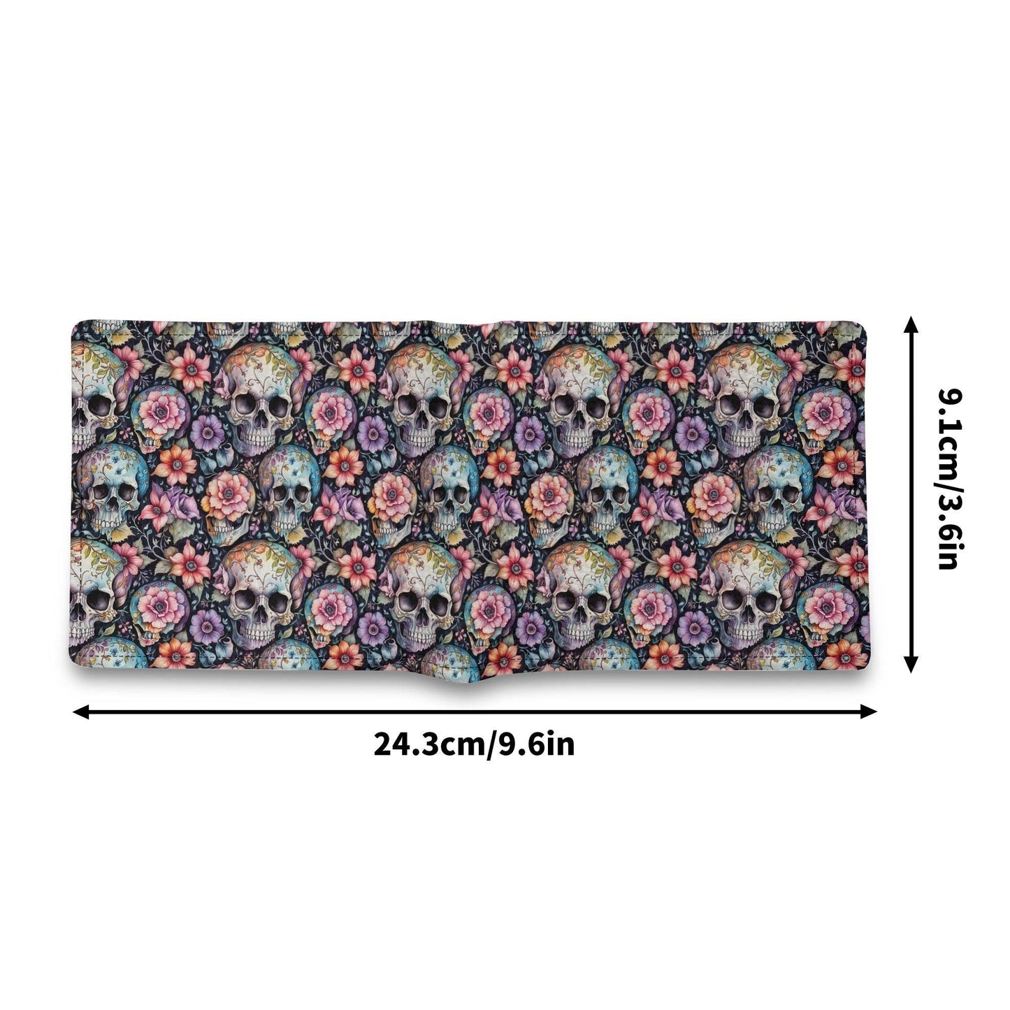 Pastel Floral and Skulls Leather Folded Men's Wallet - DeRose Seasonal