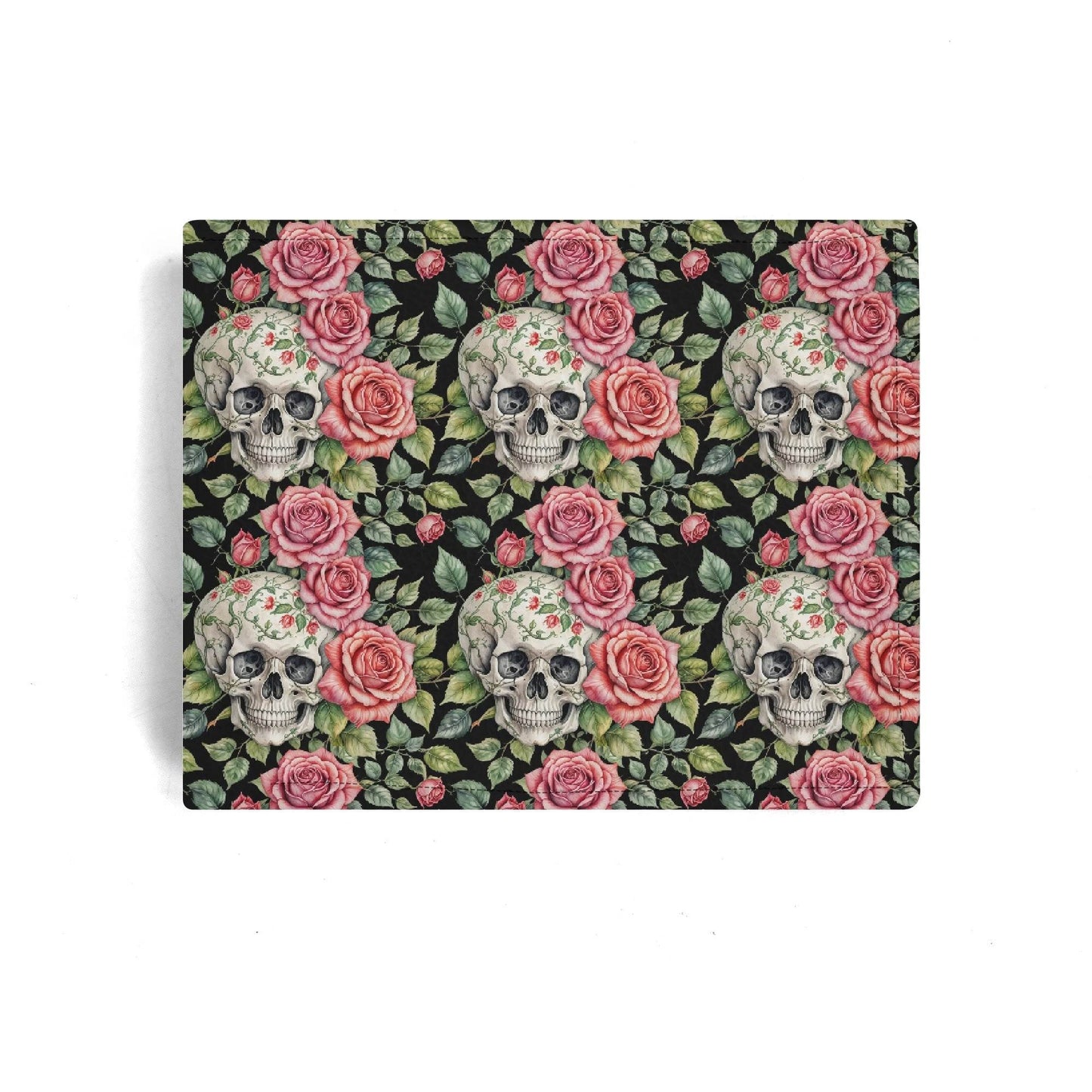 Pink Skulls Leather Folded Men's Wallet - DeRose Seasonal