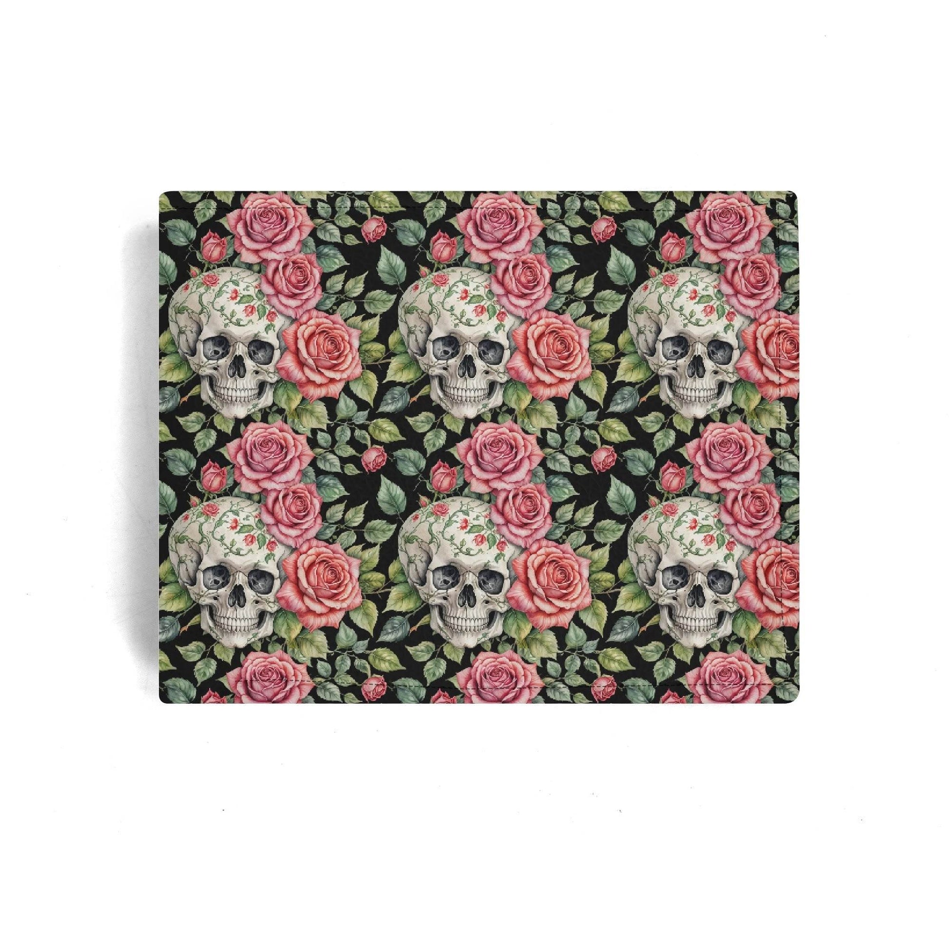 Pink Skulls Leather Folded Men's Wallet - DeRose Seasonal