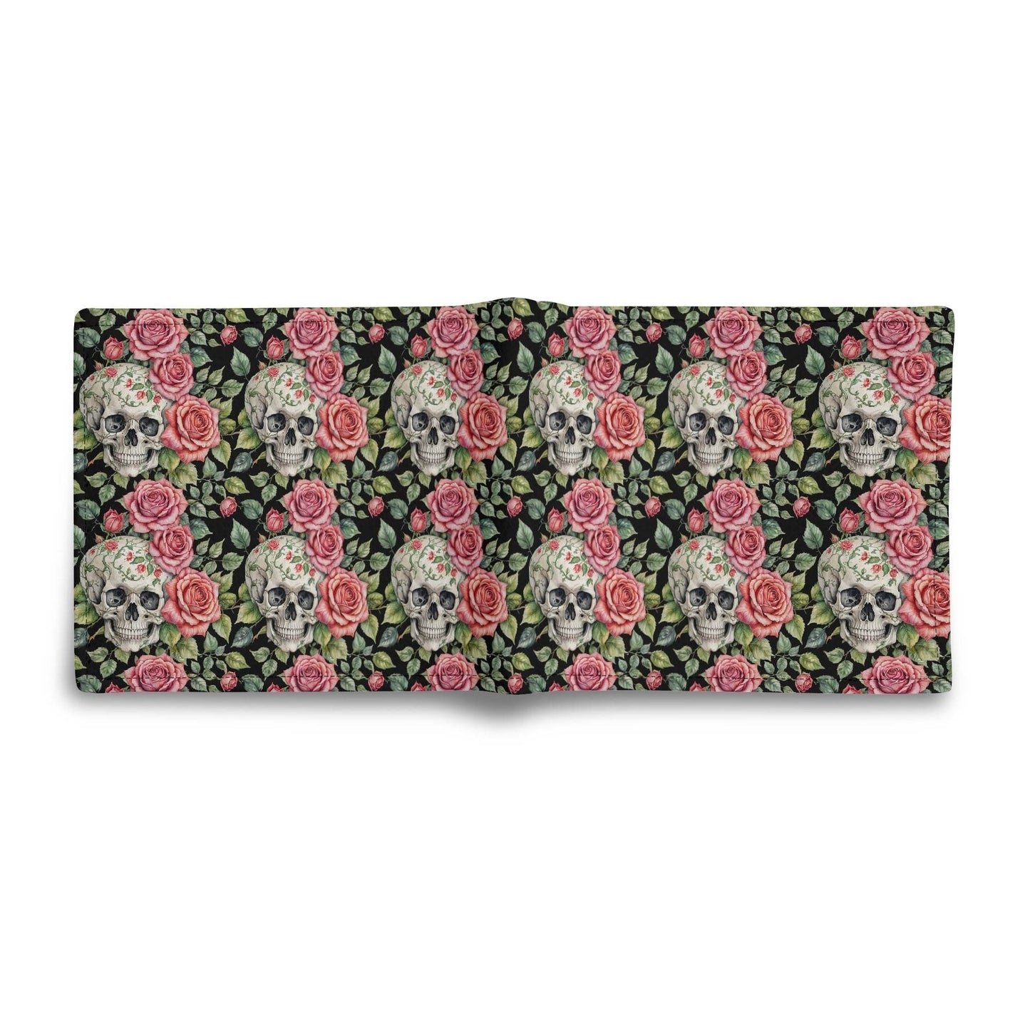 Pink Skulls Leather Folded Men's Wallet - DeRose Seasonal