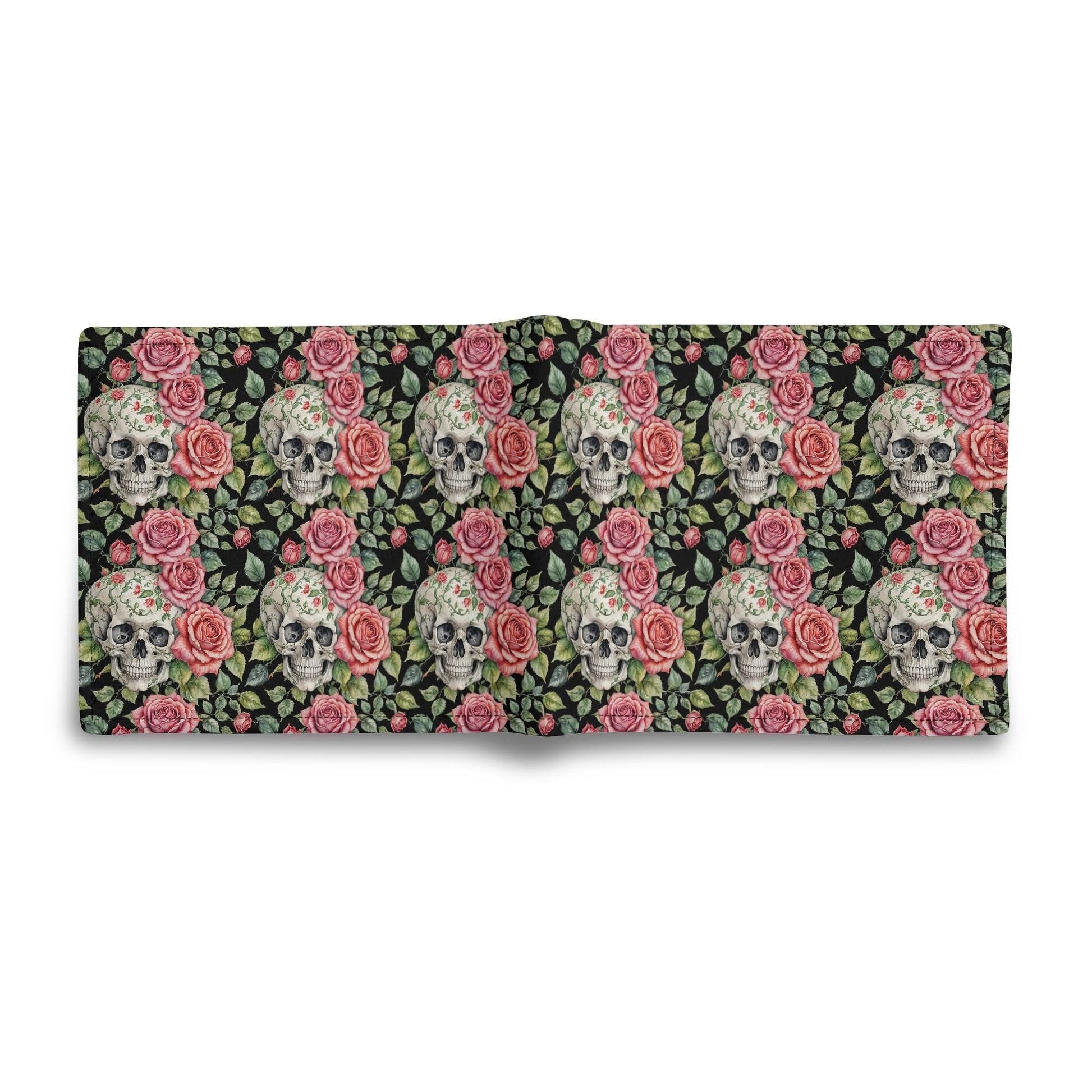 Pink Skulls Leather Folded Men's Wallet - DeRose Seasonal