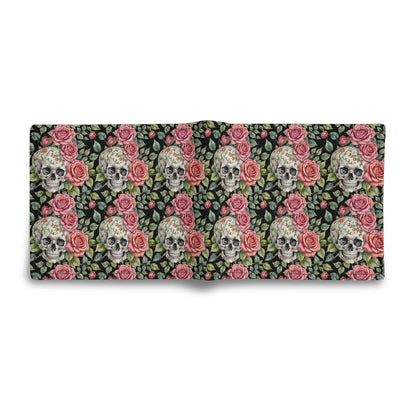 Pink Skulls Leather Folded Men's Wallet - DeRose Seasonal