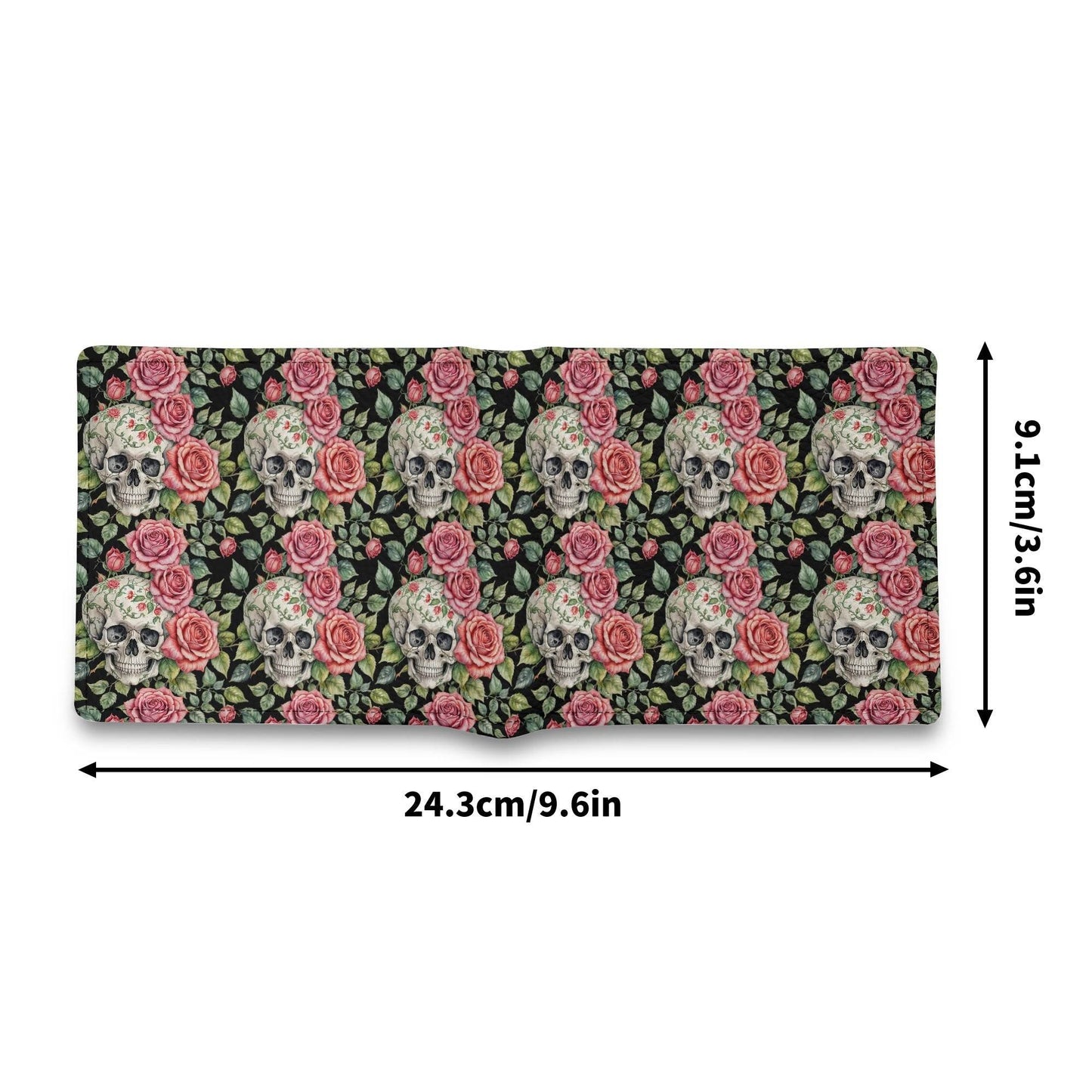 Pink Skulls Leather Folded Men's Wallet - DeRose Seasonal