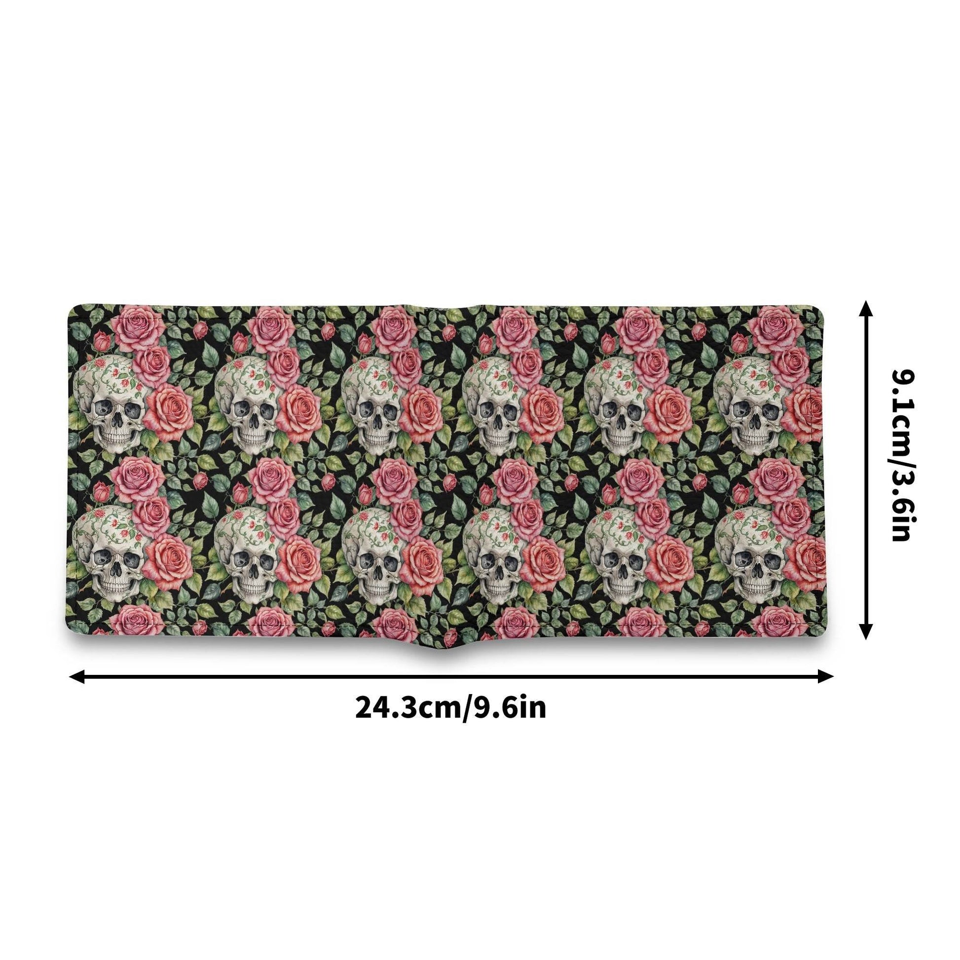 Pink Skulls Leather Folded Men's Wallet - DeRose Seasonal