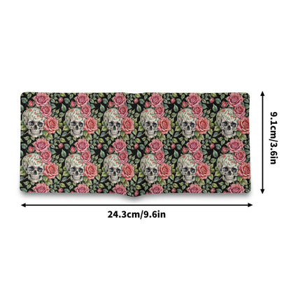 Pink Skulls Leather Folded Men's Wallet - DeRose Seasonal