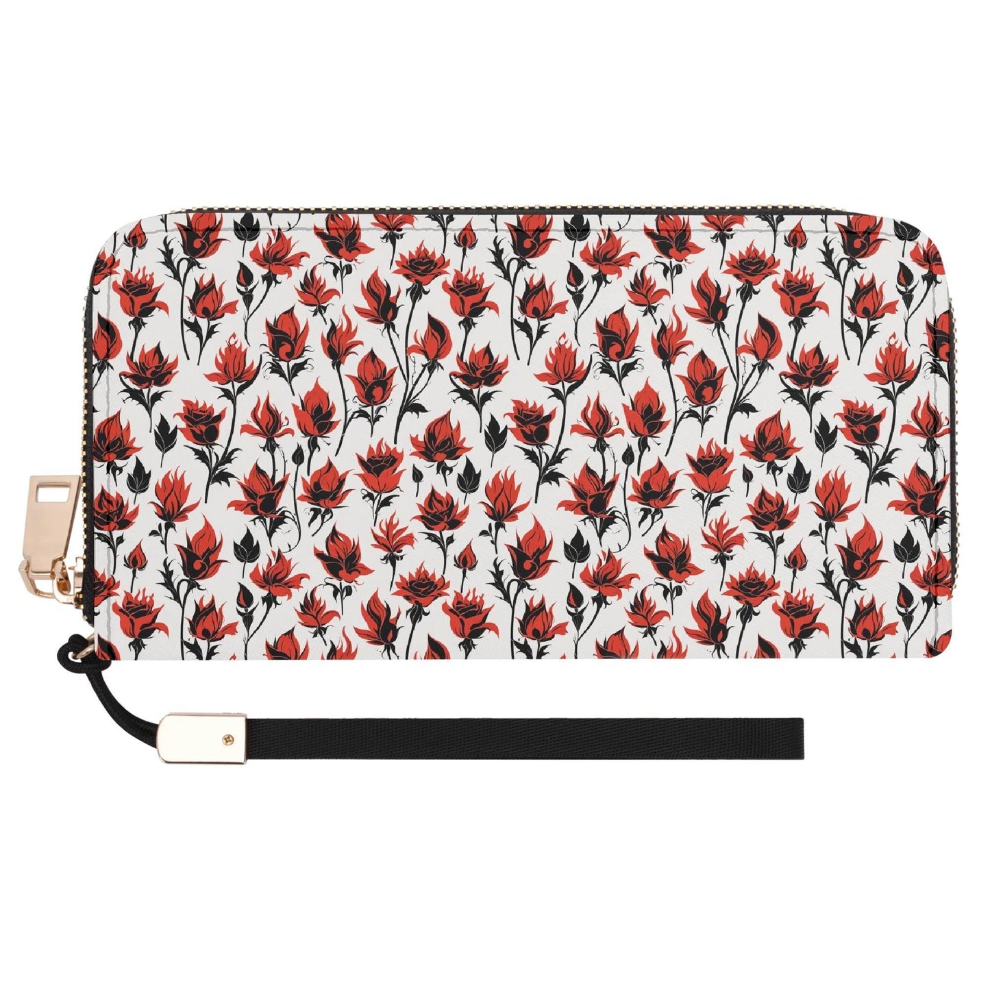 Floral Fire Women's Leather Zipper Wristlet Wallet - DeRose Seasonal
