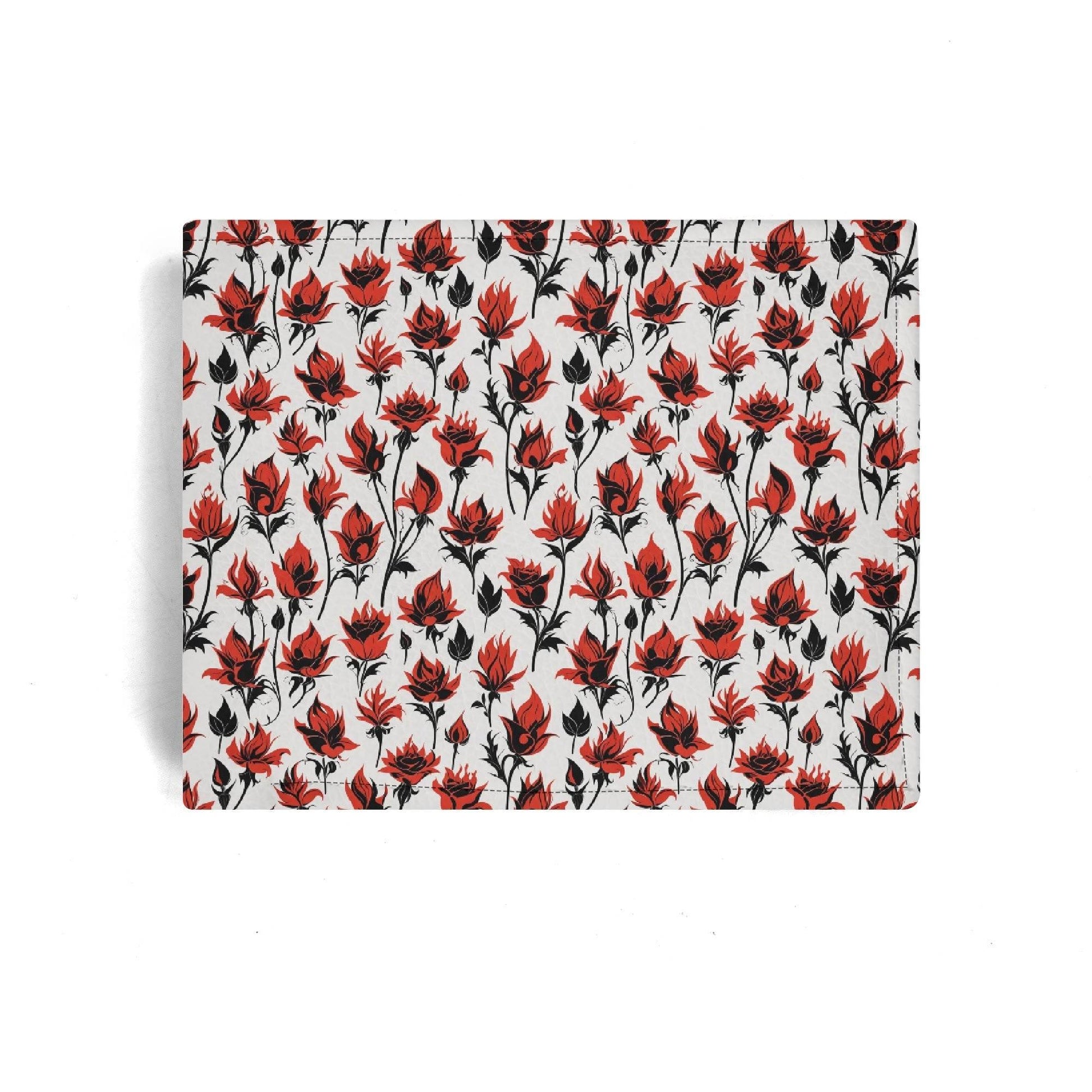 Floral Fire Leather Folded Men's Wallet - DeRose Seasonal