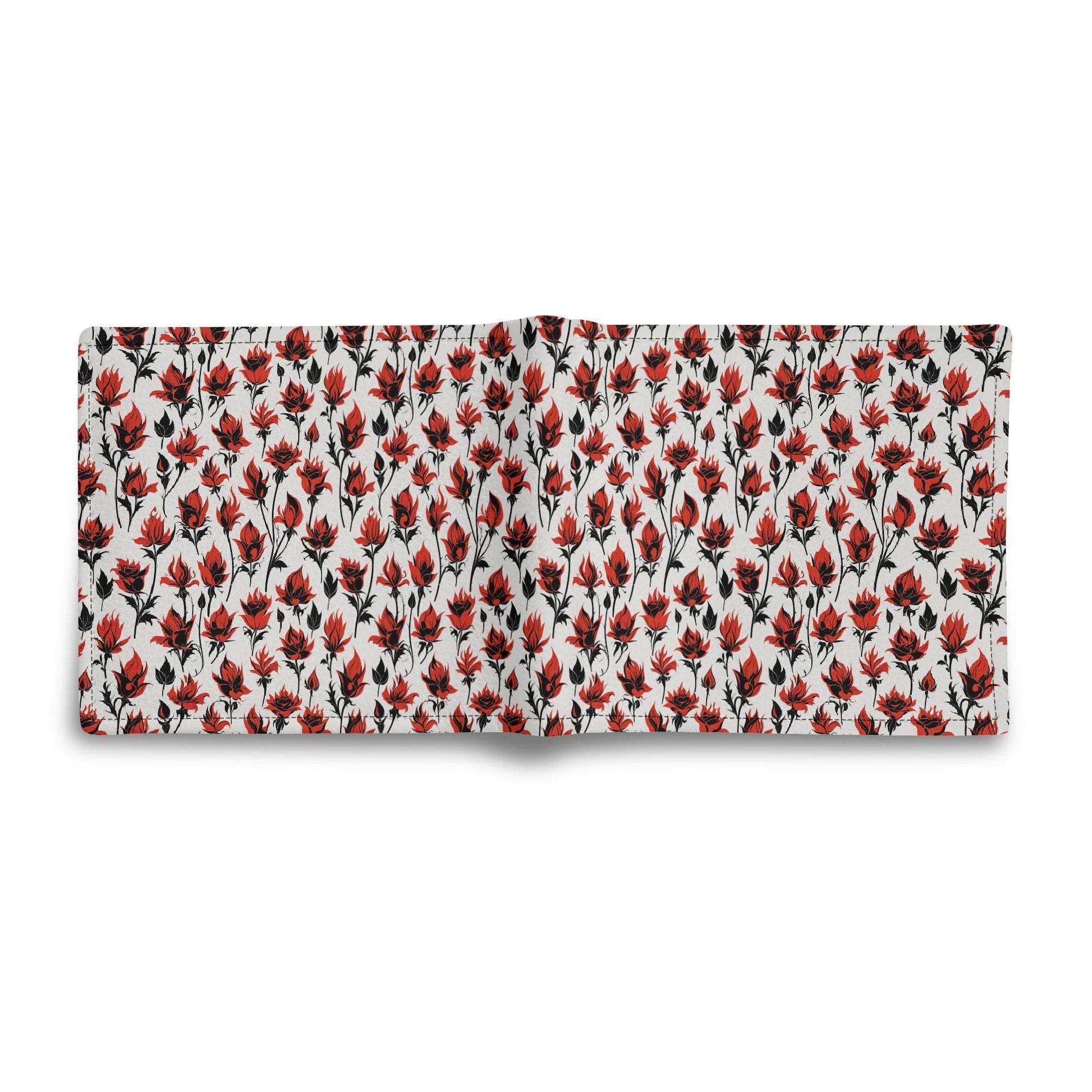 Floral Fire Leather Folded Men's Wallet - DeRose Seasonal