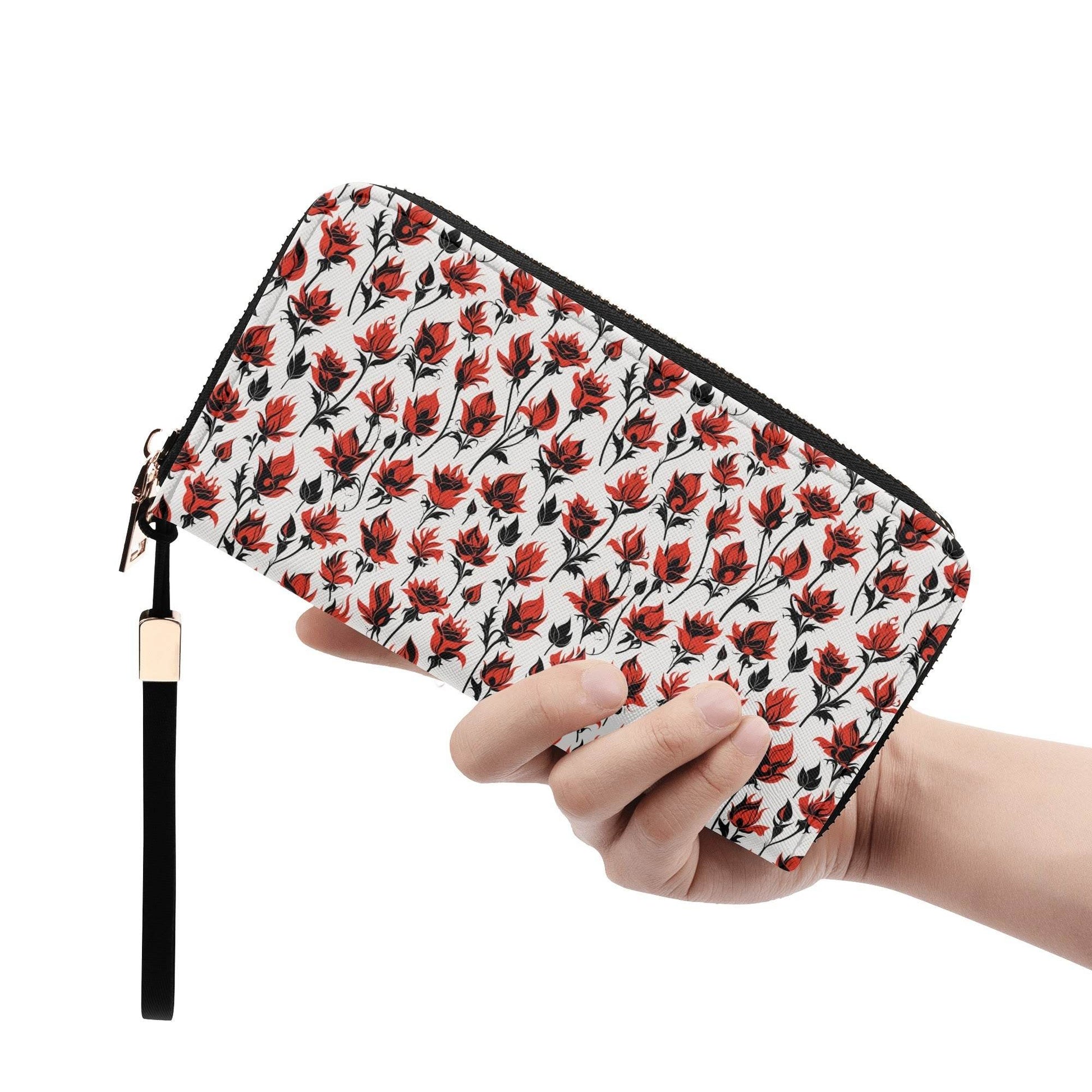Floral Fire Women's Leather Zipper Wristlet Wallet - DeRose Seasonal
