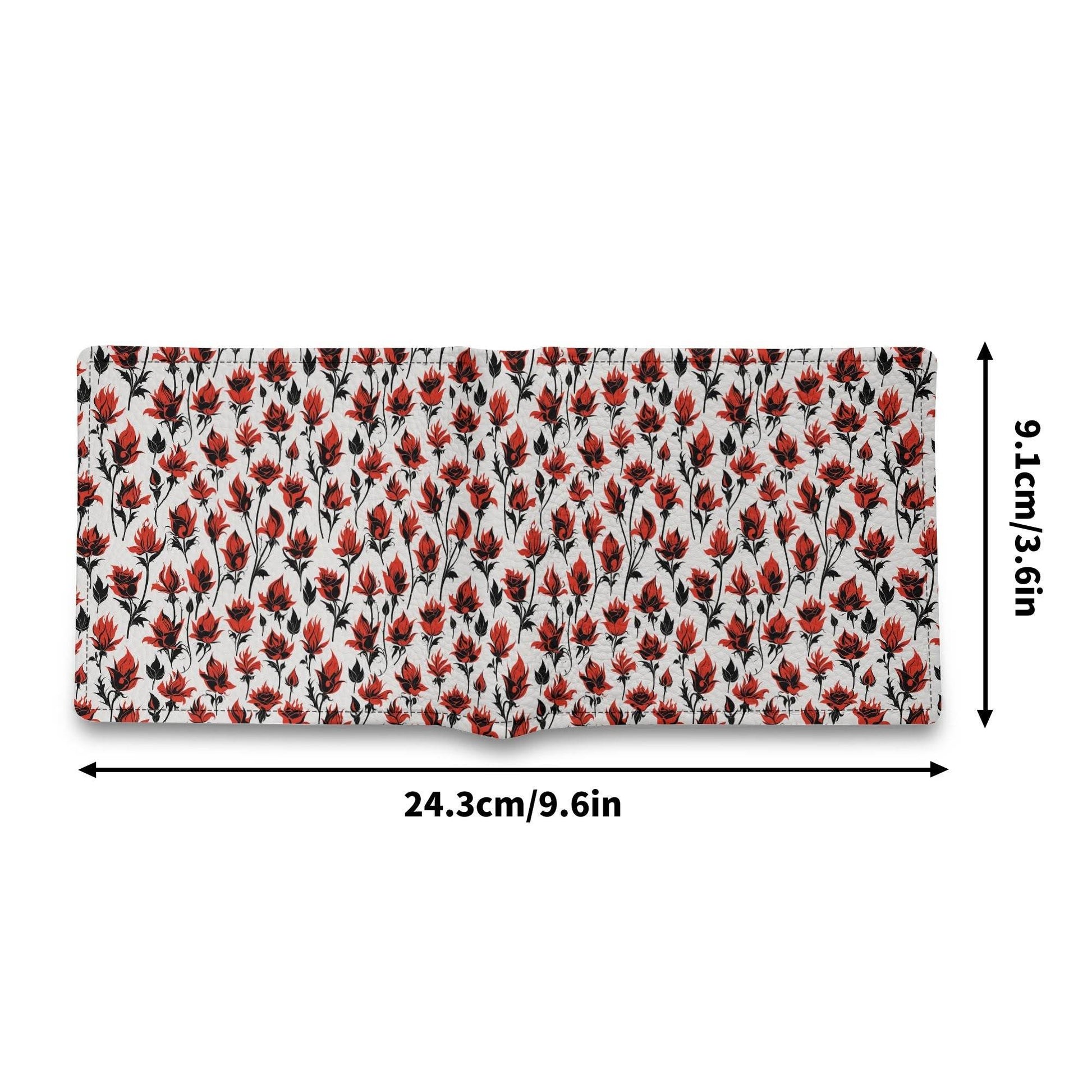 Floral Fire Leather Folded Men's Wallet - DeRose Seasonal