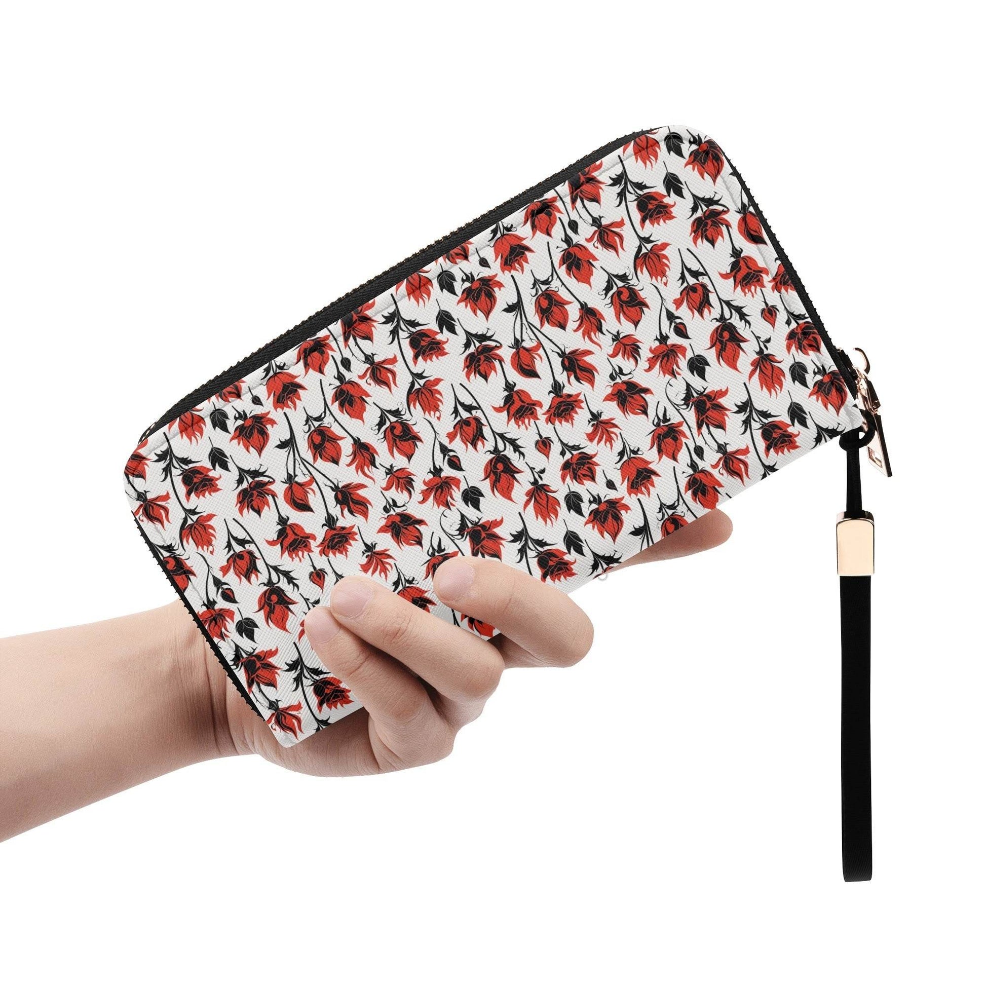 Floral Fire Women's Leather Zipper Wristlet Wallet - DeRose Seasonal