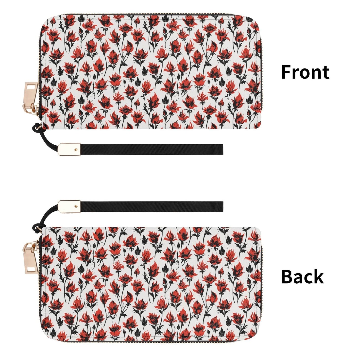 Floral Fire Women's Leather Zipper Wristlet Wallet - DeRose Seasonal