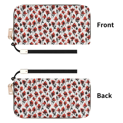 Floral Fire Women's Leather Zipper Wristlet Wallet - DeRose Seasonal