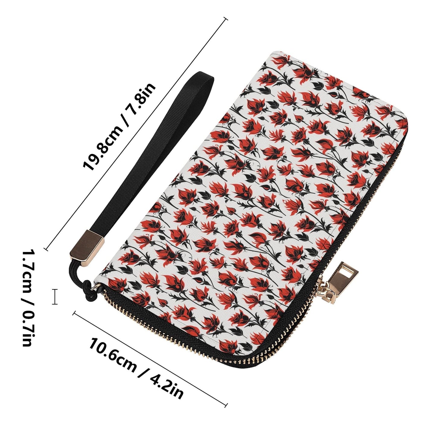 Floral Fire Women's Leather Zipper Wristlet Wallet - DeRose Seasonal