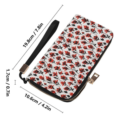 Floral Fire Women's Leather Zipper Wristlet Wallet - DeRose Seasonal
